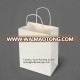 white kraft paper bag with logo print, promotional recyclable paper carrier bag, fancy design take away kraft paper bag